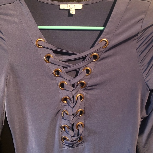 Silk blue braided front leotard - Picture 4 of 5